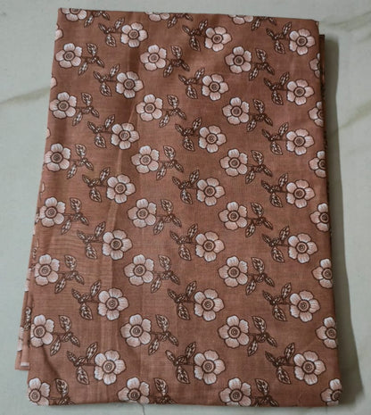 BISCUIT BROWN HANDBLOCKED COTTON PRECUT 2.5M FABRIC