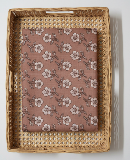 BISCUIT BROWN HANDBLOCKED COTTON PRECUT 2.5M FABRIC