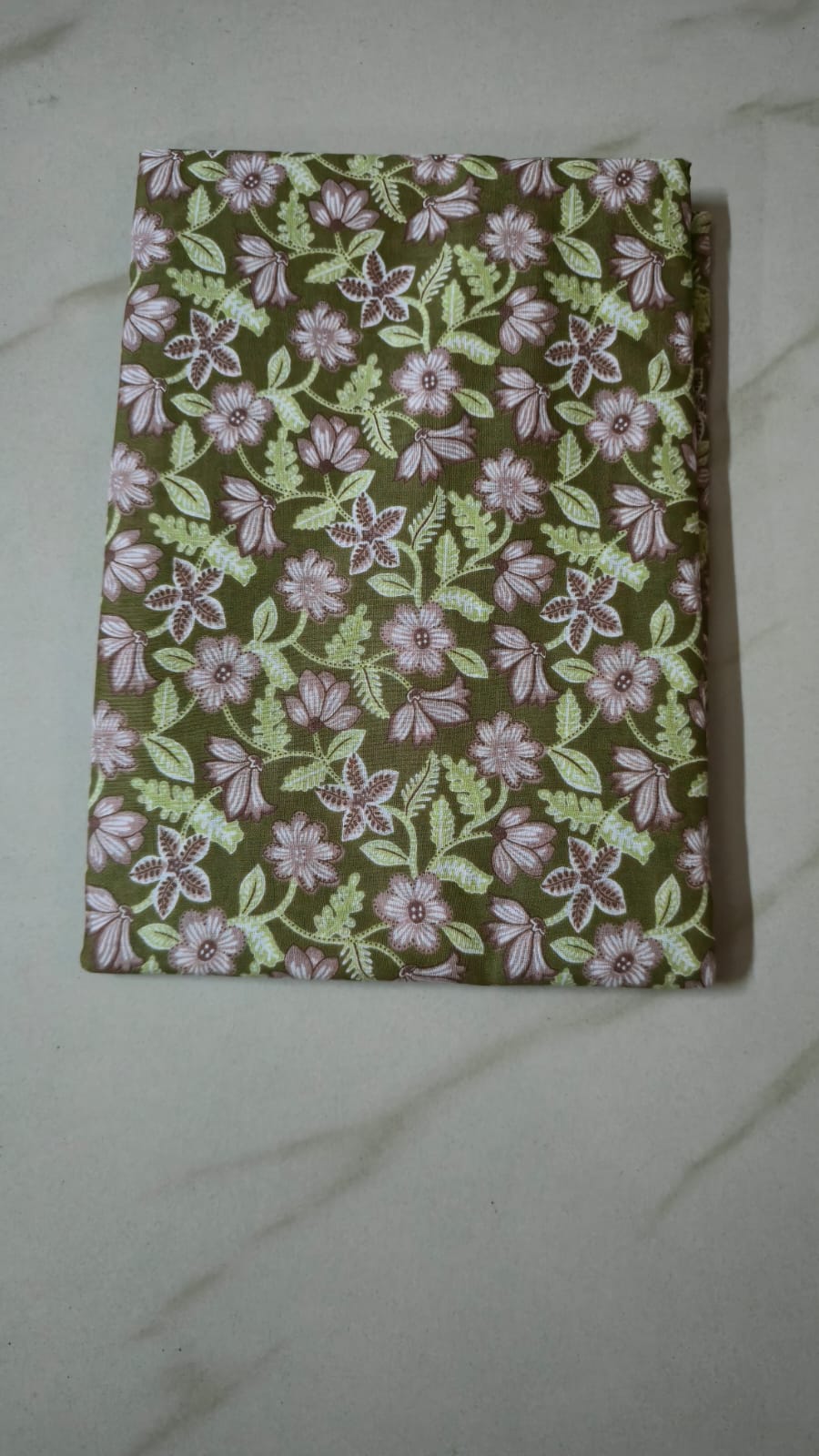 GREEN HANDBLOCKED COTTON PRECUT 2.5M FABRIC