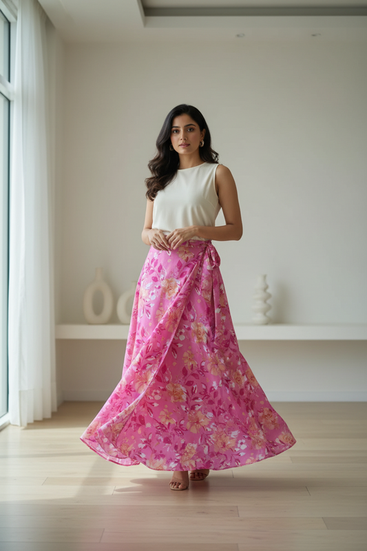 PINK HANDBLOCKED COTTON PRECUT 2.5M FABRIC
