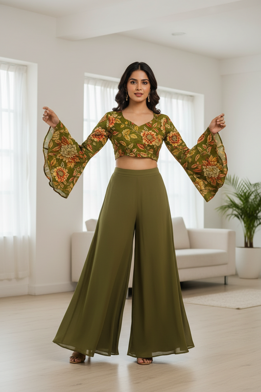 GREEN HANDBLOCKED COTTON PRECUT 2.5M FABRIC