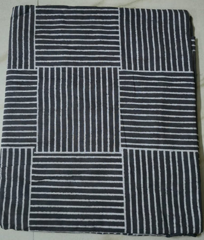 INDIGO HANDBLOCKED COTTON PRECUT 2.5M FABRIC