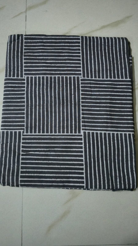 BLUE HANDBLOCKED COTTON PRECUT 2.5M FABRIC