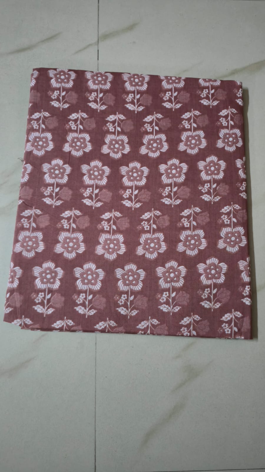 BROWN HANDBLOCKED COTTON PRECUT 2.5M FABRIC
