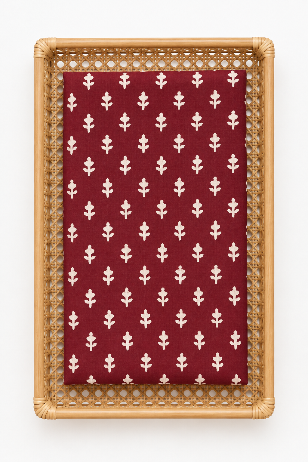 MAROON HANDBLOCKEDCOTTON 2.5 PRECUT FABRIC