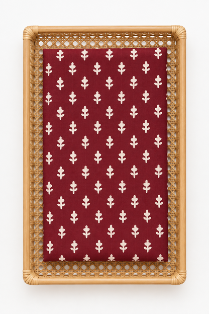 MAROON HANDBLOCKEDCOTTON 2.5 PRECUT FABRIC
