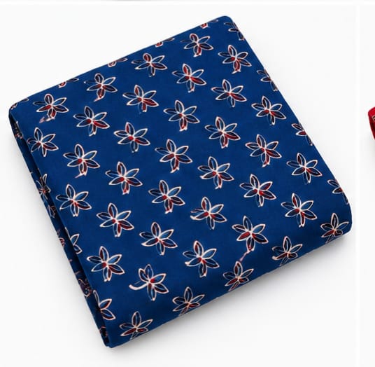 BLUE -  AJRAKH COTTON RUNNING FABRIC