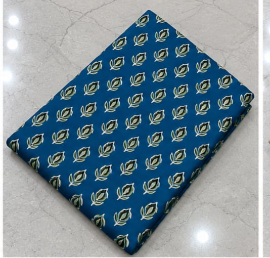 BLUISH GREEN - AJRAKH COTTON RUNNING FABRIC