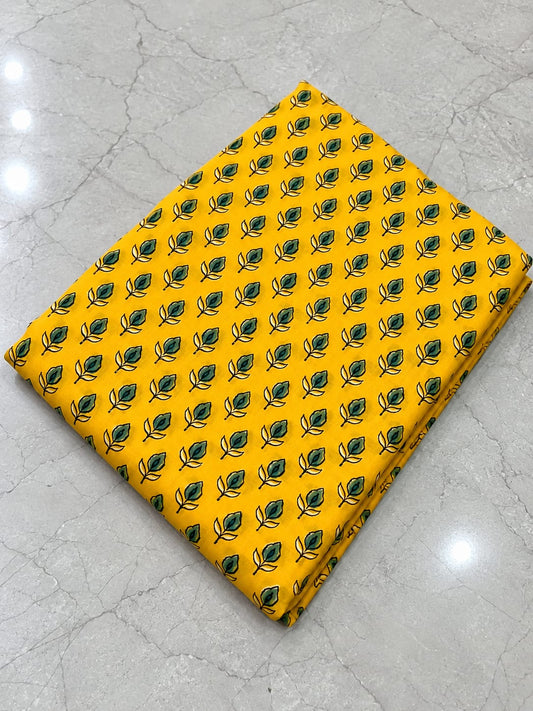 YELLOW - AJRAKH  COTTON RUNNING FABRC