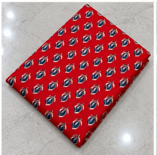 BRICK RED- COTTON AJRAKHRUNNING FABRIC