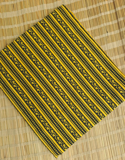 YELLOW HANDBLOCKED COTTON PRECUT 2.5 M FABRIC