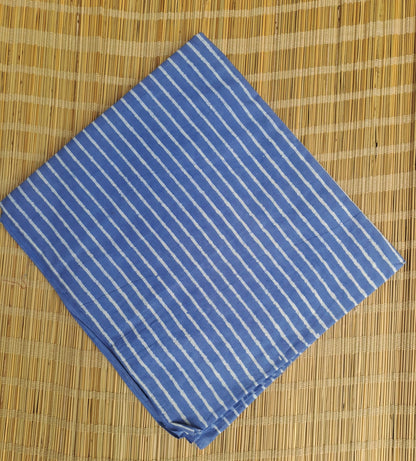 BLUE HANDBLOCKED COTTON PRECUT 2.5M FABRIC