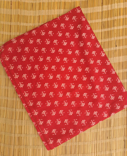 RED HANDBLOCKED COTTON PRECUT 2.5M FABRIC