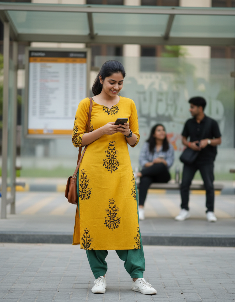 YELLOW HANDBLOCKED COTTON PRECUT 2.5M FABRIC
