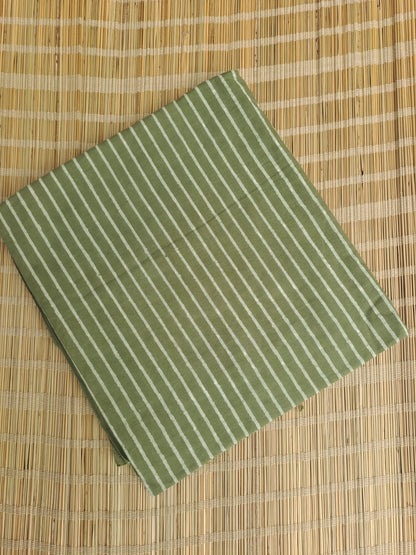 OLIVE GREEN HANDBLOCKED COTTON PRECUT 2.5M FABRIC