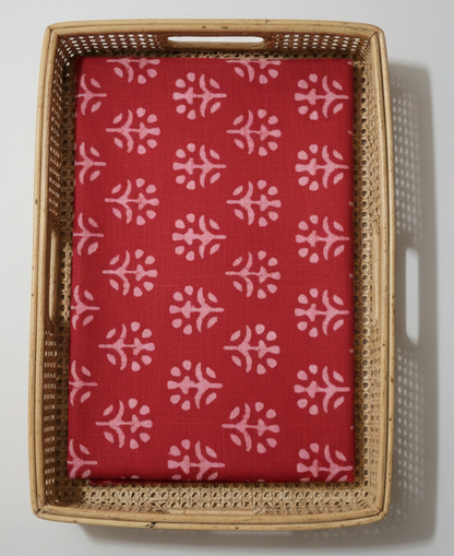 RED HANDBLOCKED COTTON PRECUT 2.5M FABRIC