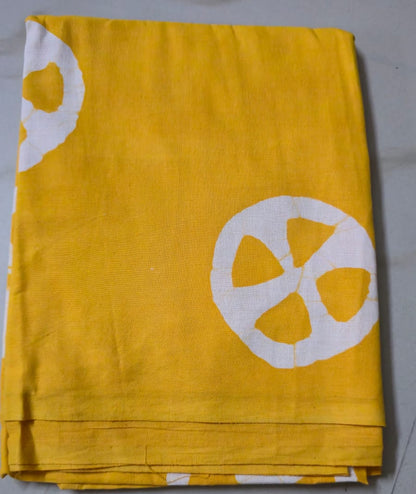 YELLOW HANDBLOCKED COTTON PRECUT 2.5M FABRIC