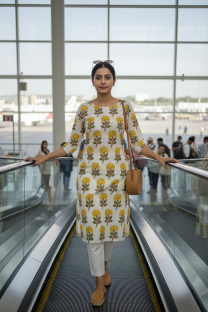 HANDBLOCKED COTTON MULMUL PRE-CUT 2.5M FABRIC