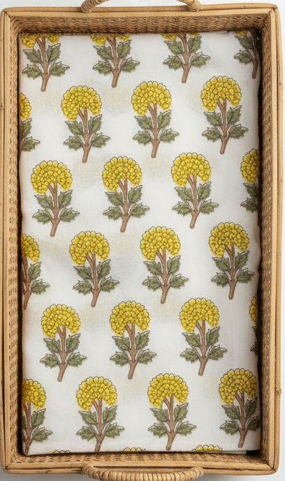 HANDBLOCKED COTTON MULMUL PRE-CUT 2.5M FABRIC