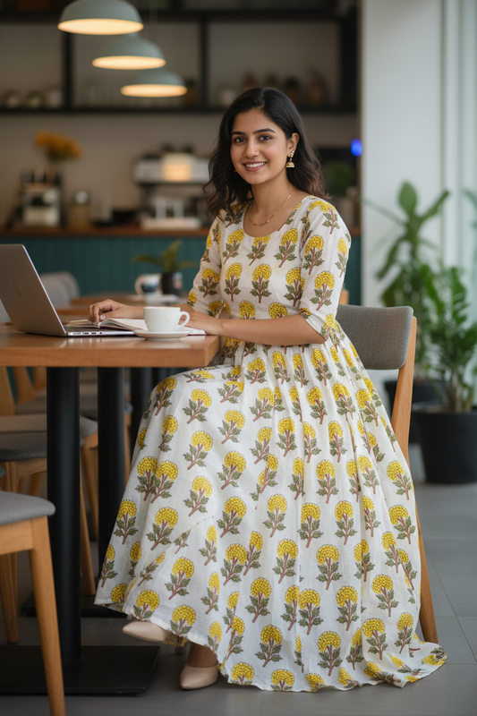 HANDBLOCKED COTTON MULMUL PRE-CUT 2.5M FABRIC