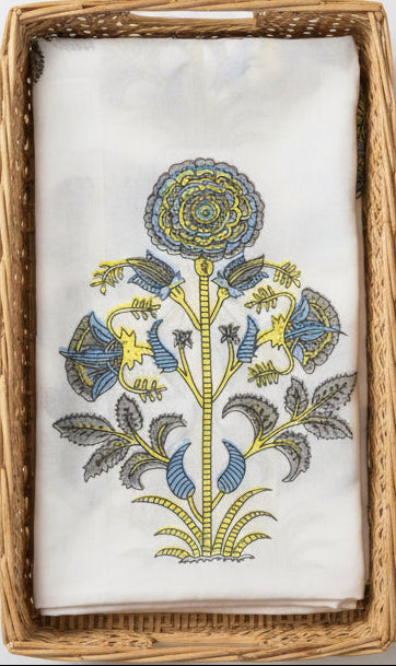 HANDBLOCKED  COTTON MULMUL PRE-CUT 2.5M FABRIC