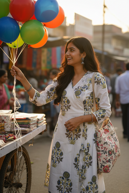 HANDBLOCKED  COTTON MULMUL PRE-CUT 2.5M FABRIC