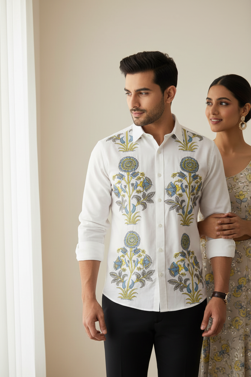 HANDBLOCKED  COTTON MULMUL PRE-CUT 2.5M FABRIC