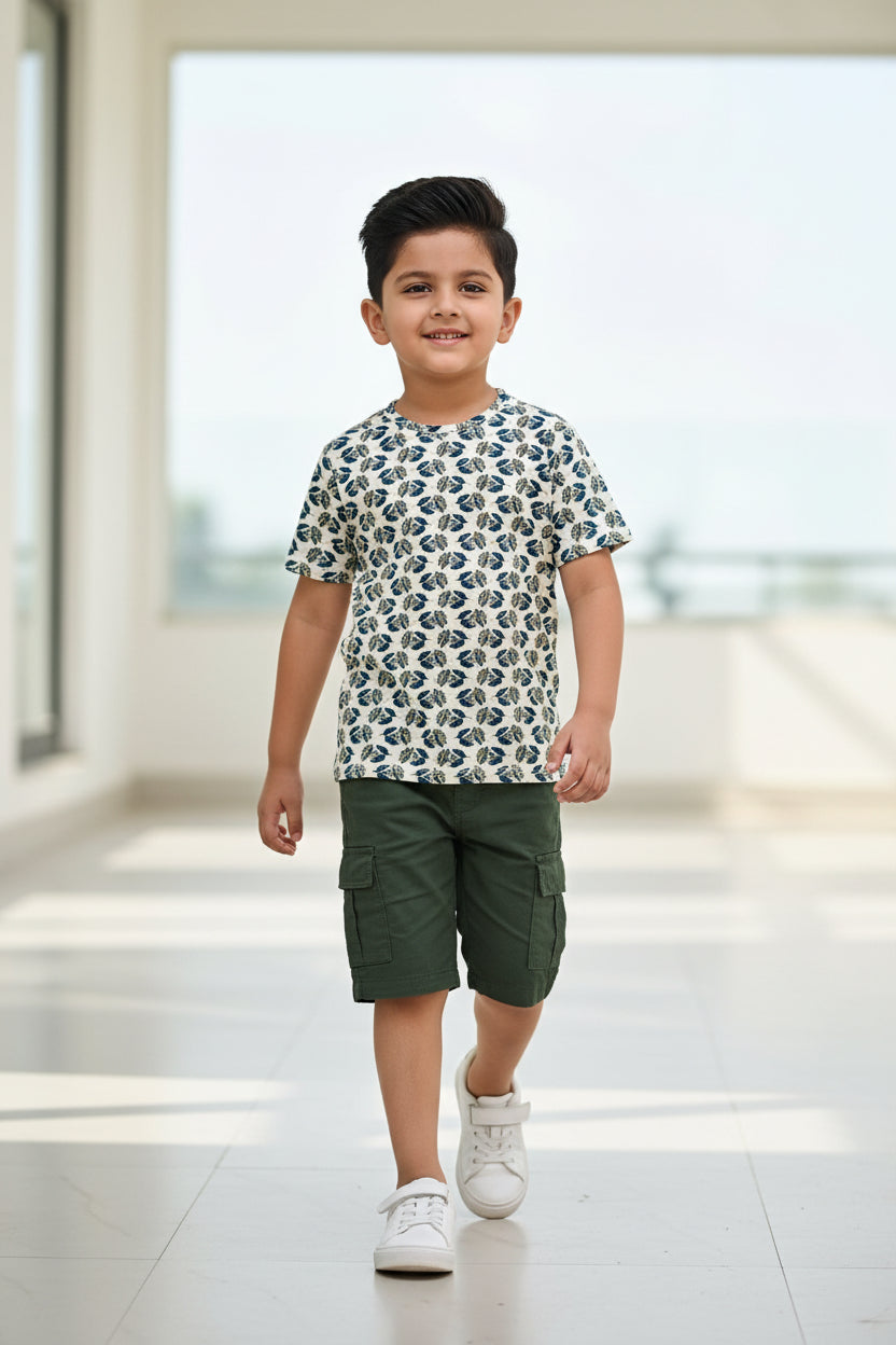 GREEN HANDBLOCKED COTTON PRECUT 2.5M FABRIC