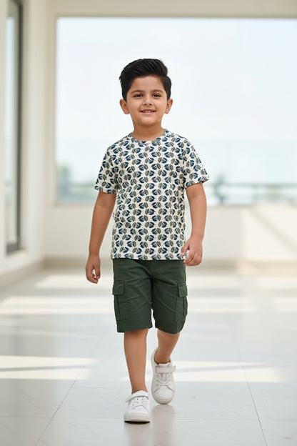 GREEN HANDBLOCKED COTTON PRECUT 2.5M FABRIC