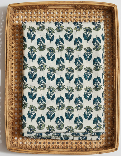 GREEN HANDBLOCKED COTTON PRECUT 2.5M FABRIC