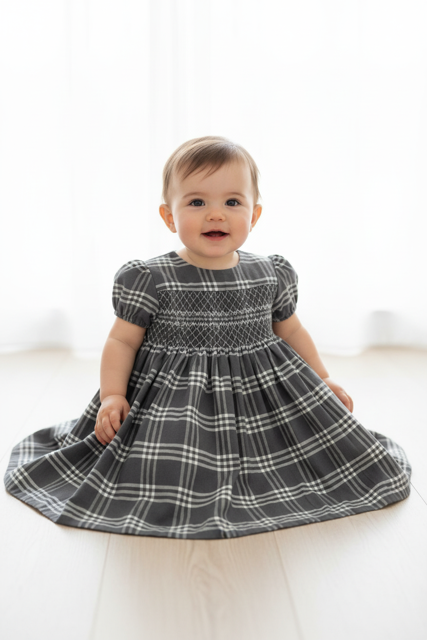 GREY HANDBLOCKED  COTTON  PRECUT 2.5M FABRIC