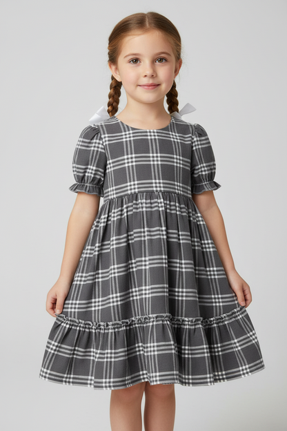 GREY HANDBLOCKED  COTTON  PRECUT 2.5M FABRIC