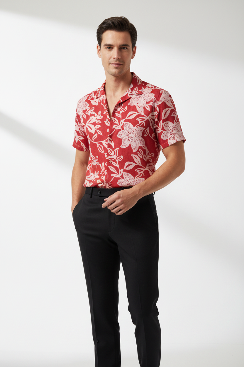 RUSTED RED HANDBLOCKED COTTON PRECUT 2.5M FABRIC