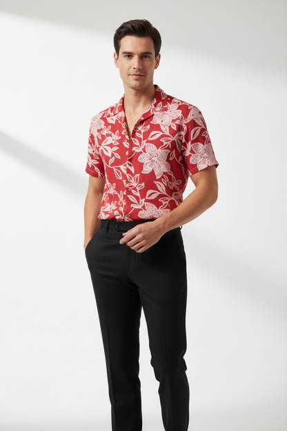 RUSTED RED HANDBLOCKED COTTON PRECUT 2.5M FABRIC