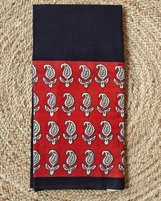 HAND BLOCKED COTTON MUL MUL SAREE