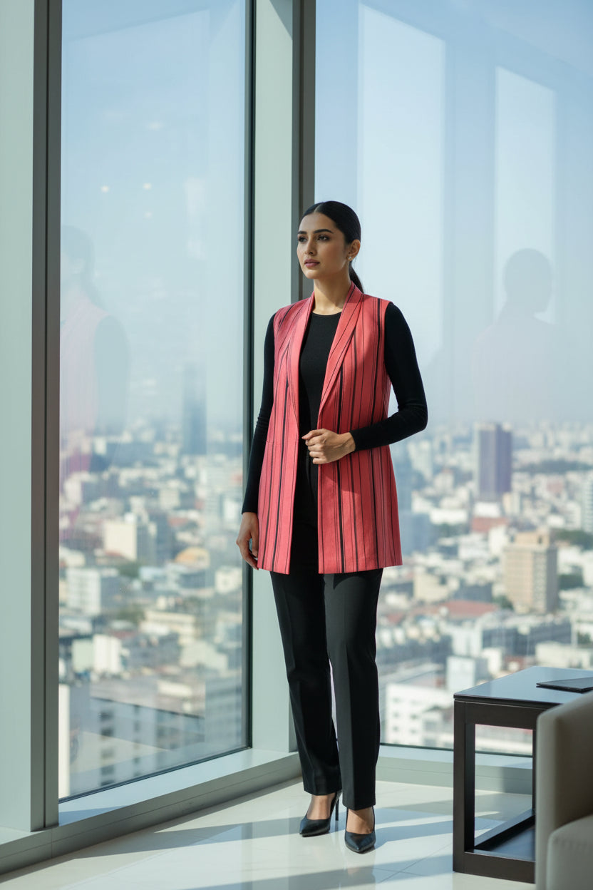 RUSTED RED HANDBLOCKED COTTON PRECUT 2.5M FABRIC