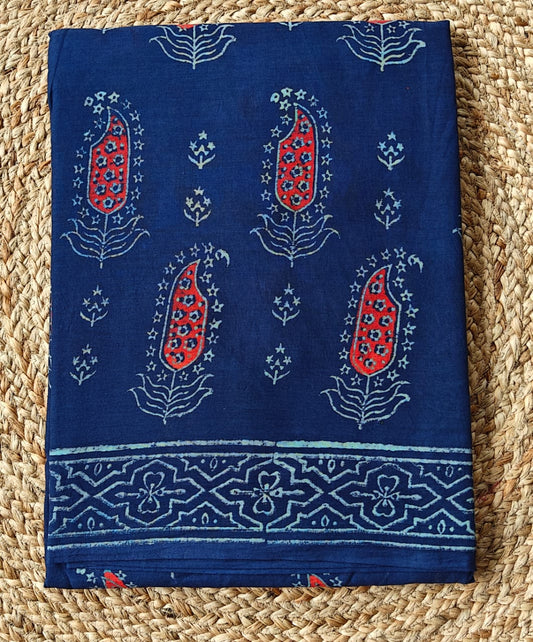 HAND BLOCKED COTTON MUL MUL SAREE