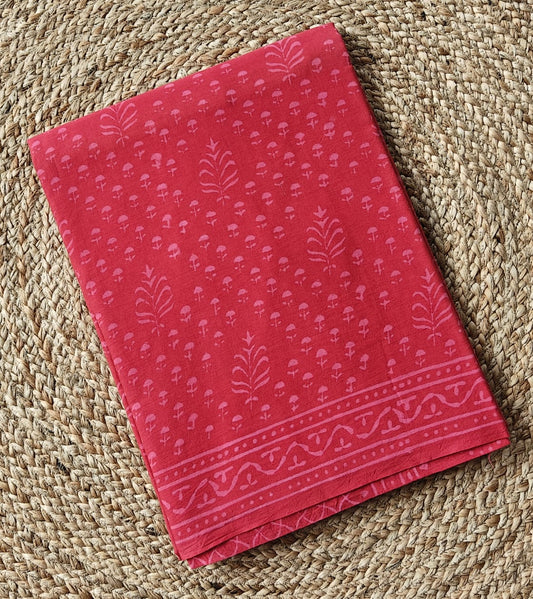 HAND BLOCKED COTTON MUL MUL SAREE
