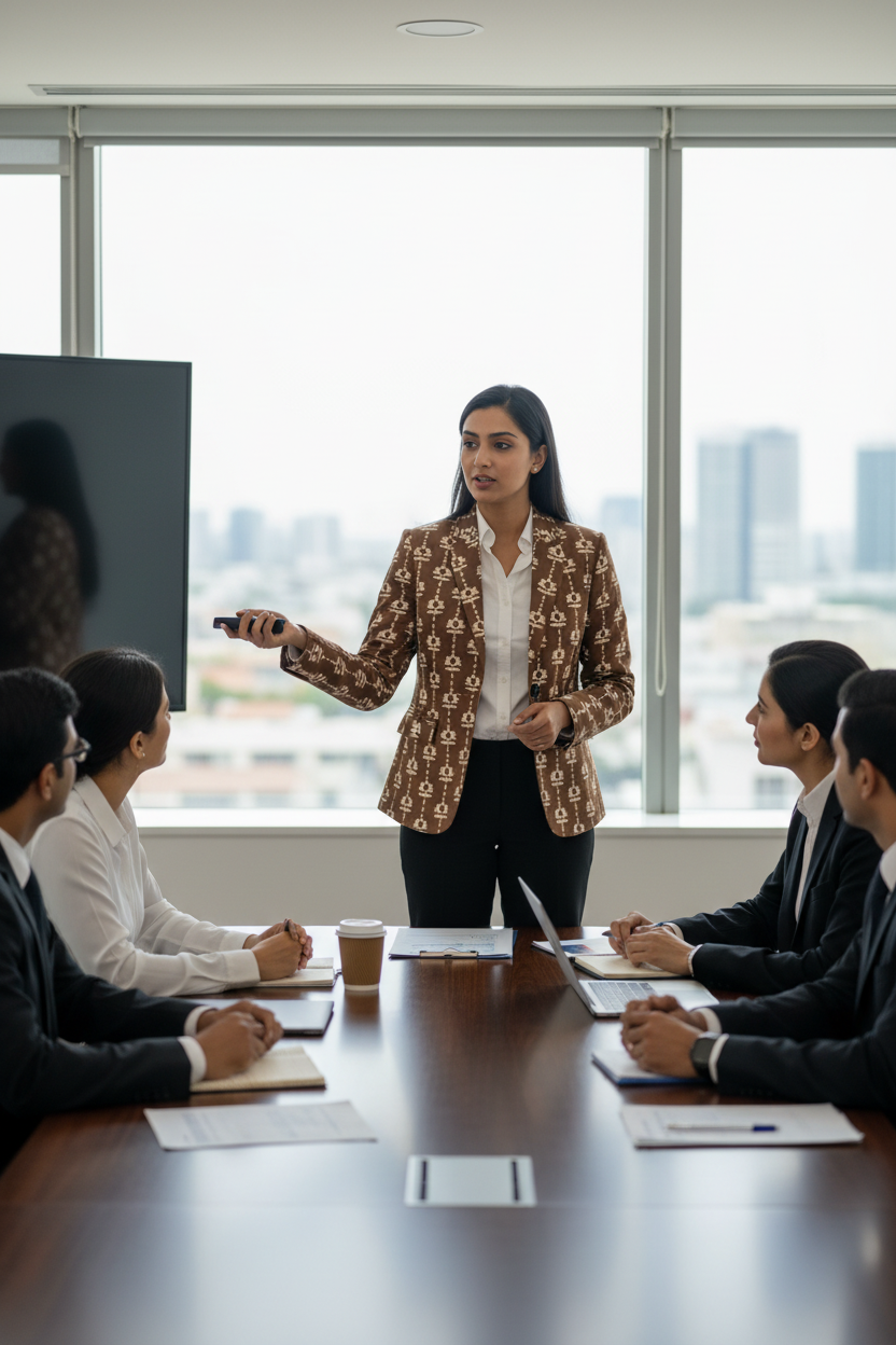 BROWN HANDBLOCKED COTTON PRECUT 2.5M FABRIC