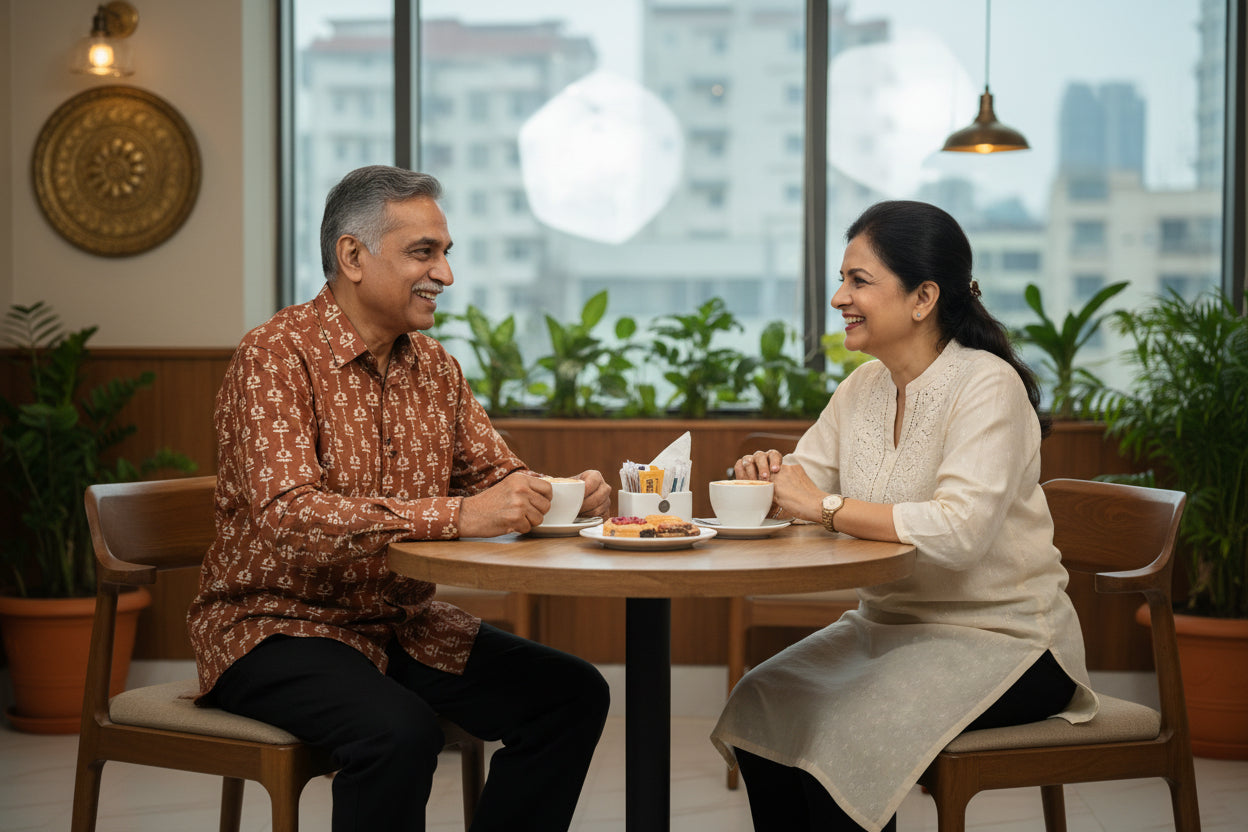 BROWN HANDBLOCKED COTTON PRECUT 2.5M FABRIC