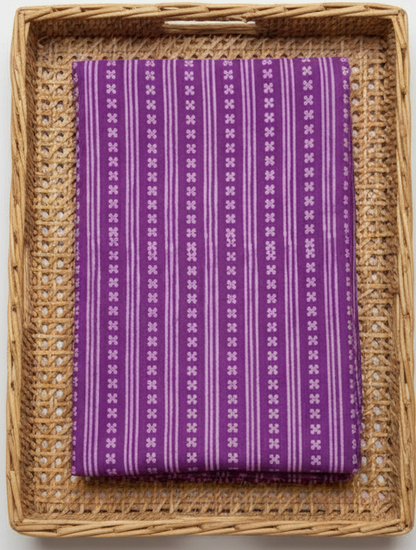 PURPLE HANDBLOCKED COTTON PRECUT 2.5M FABRIC