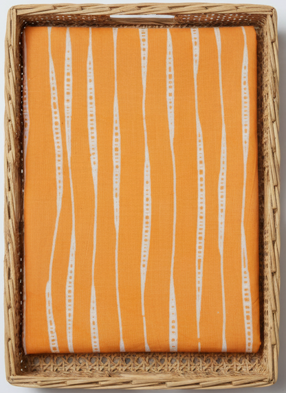 YELLOW HANDBLOCKED COTTON PRECUT 2.5M FABRIC