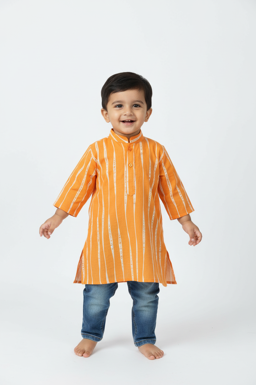 YELLOW HANDBLOCKED COTTON PRECUT 2.5M FABRIC