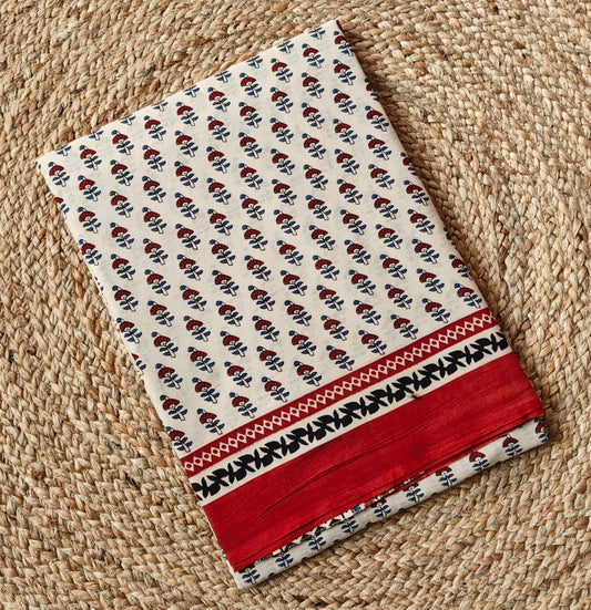 HAND BLOCKED OTTON MUL MUL SAREE