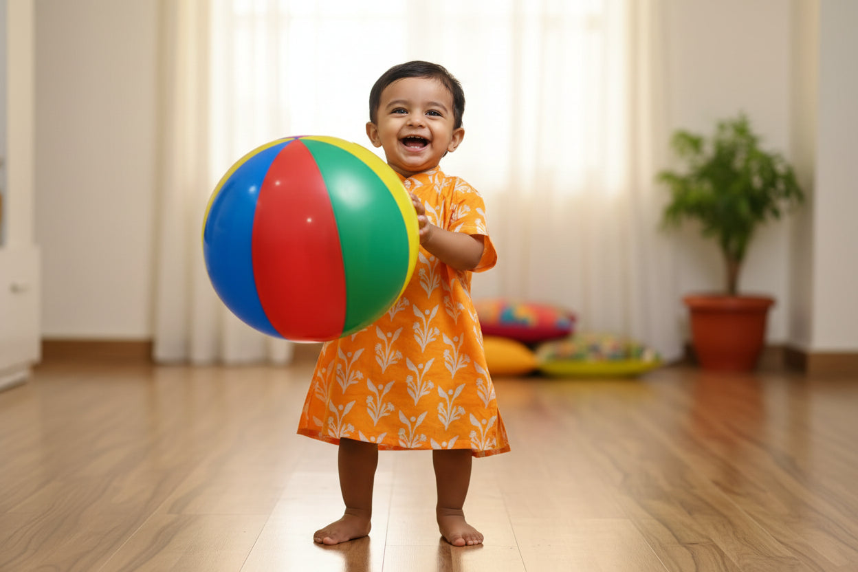 YELLOW HANDBLOCKED COTTON PRECUT 2.5M FABRIC