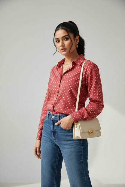 RUSTED RED HANDBLOCKED COTTON PRECUT 2.5M FABRIC