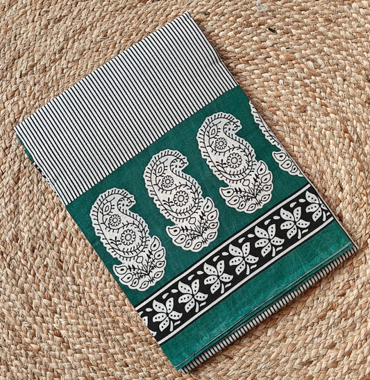 HANDBLOCKED COTTON MUL MUL SAREE