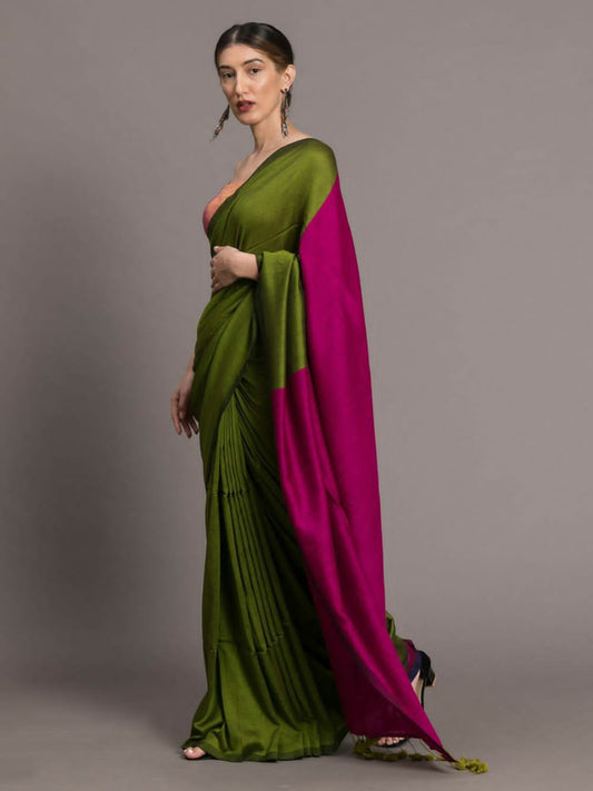 ALGAE GREEN DUAL TONE KHADHI SAREE