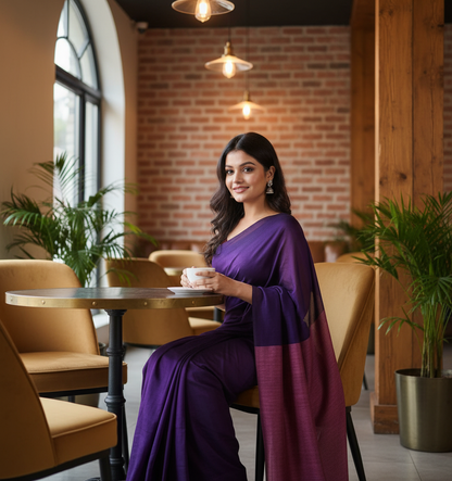 VIOLET DUAL TONE KHADHI SAREE