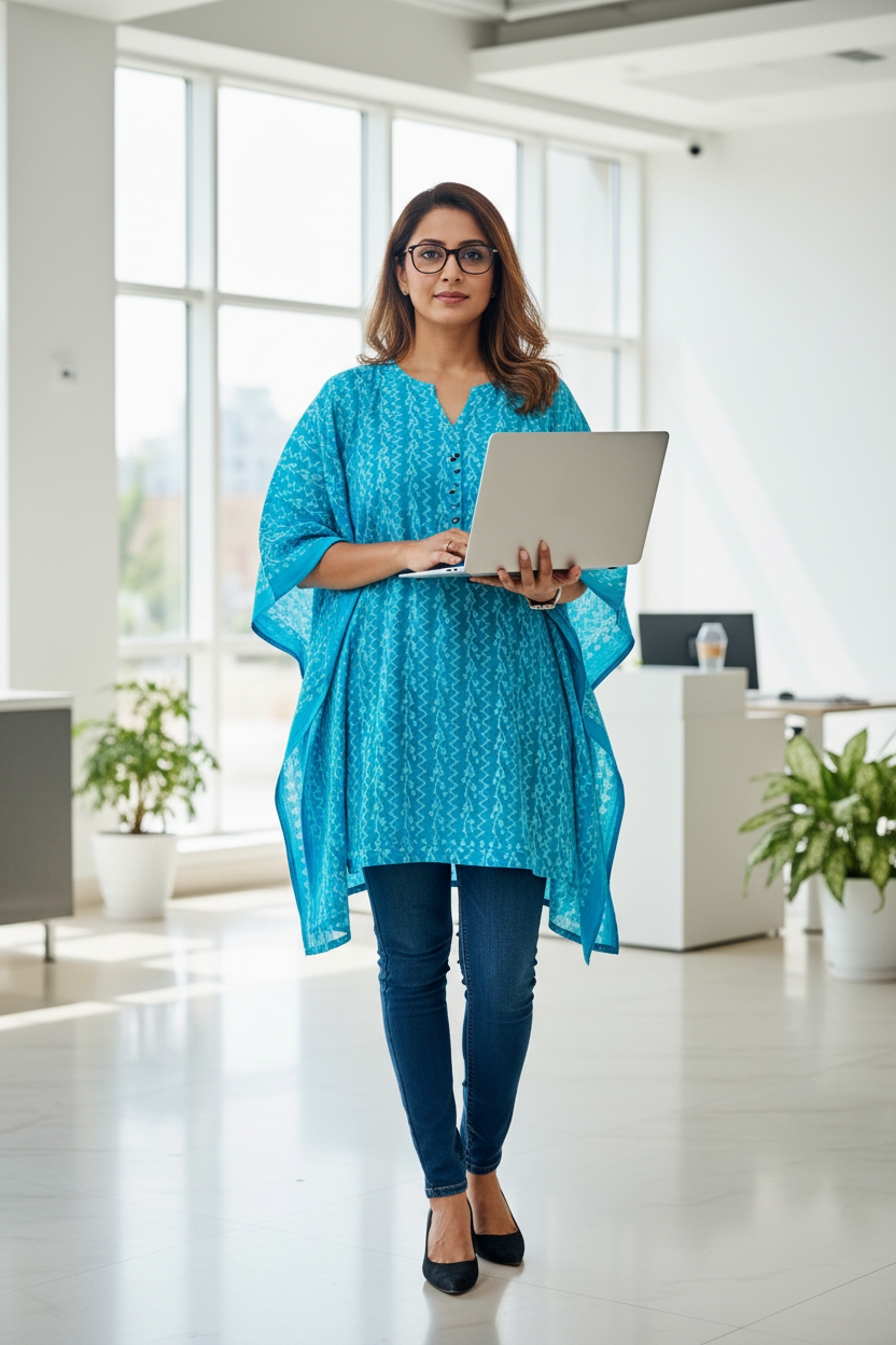 LIGHT BLUE HANDBLOCKED COTTON PRECUT 2.5M FABRIC